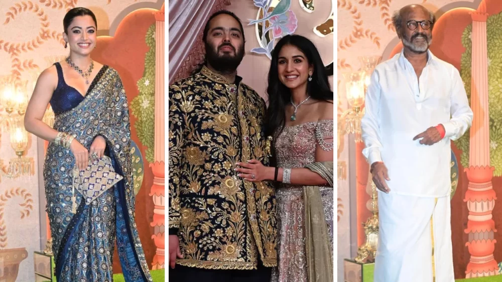 Anant Ambani and Radhika Merchant, newlyweds, wedding portrait"